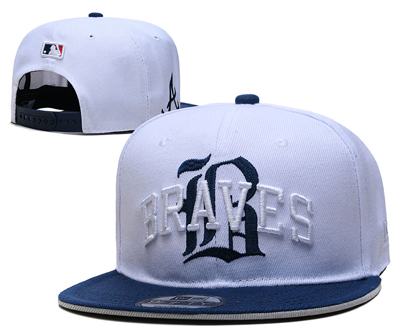 Braves White Snapback Hat--YD