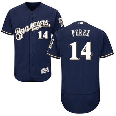 Brewers #14 Hernan Perez Navy Blue Flexbase Authentic Collection Stitched Baseball Jersey