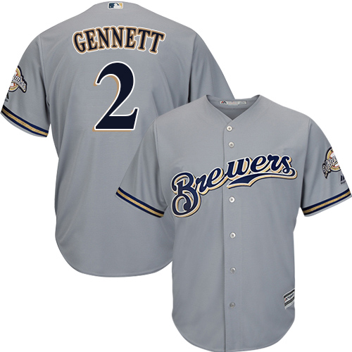 Brewers #2 Scooter Gennett Grey Cool Base Stitched Youth MLB Jersey Brewers #2 Scooter Gennett Grey Cool Base Stitched Youth MLB Jersey