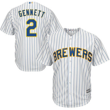 Brewers #2 Scooter Gennett White Strip Cool Base Stitched Youth MLB Jersey Brewers #2 Scooter Gennett White Strip Cool Base Stitched Youth MLB Jersey