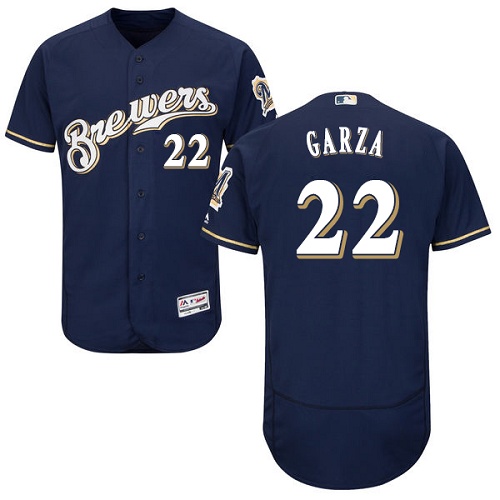 Brewers #22 Matt Garza Navy Blue Flexbase Authentic Collection Stitched MLB Jersey