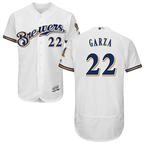 Brewers #22 Matt Garza White Flexbase Authentic Collection Stitched MLB Jersey