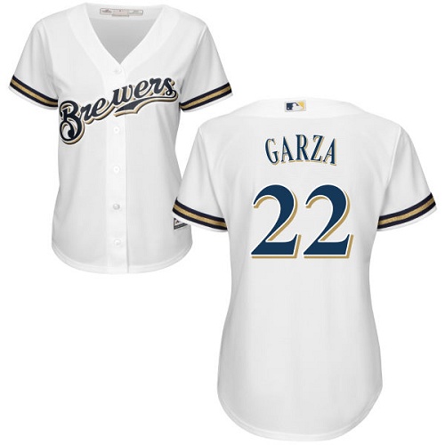 Brewers #22 Matt Garza White Home Women's Stitched MLB Jersey