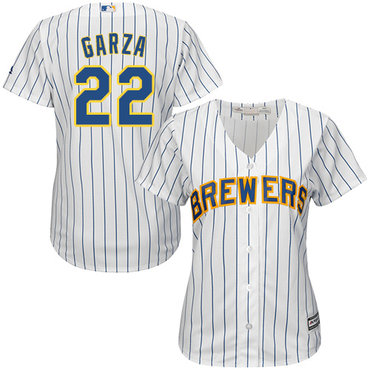 Brewers #22 Matt Garza White Strip Home Women's Stitched MLB Jersey Brewers #22 Matt Garza White Strip Home Women's Stitched MLB Jersey