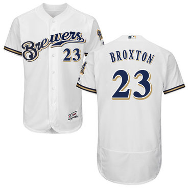 Brewers #23 Keon Broxton White Flexbase Authentic Collection Stitched Baseball Jersey