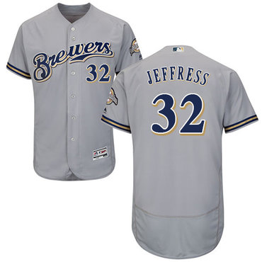 Brewers #32 Jeremy Jeffress Grey Flexbase Authentic Collection Stitched Baseball Jersey