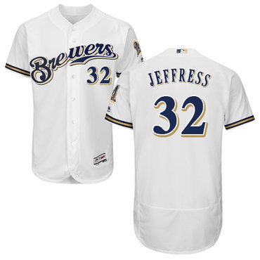 Brewers #32 Jeremy Jeffress White Flexbase Authentic Collection Stitched Baseball Jersey