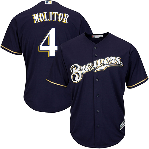Brewers #4 Paul Molitor Navy blue Cool Base Stitched Youth MLB Jersey Brewers #4 Paul Molitor Navy blue Cool Base Stitched Youth MLB Jersey