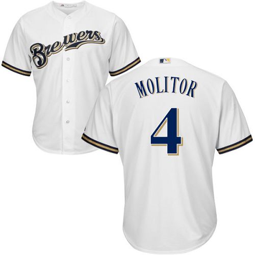 Brewers #4 Paul Molitor White Cool Base Stitched Youth MLB Jersey Brewers #4 Paul Molitor White Cool Base Stitched Youth MLB Jersey