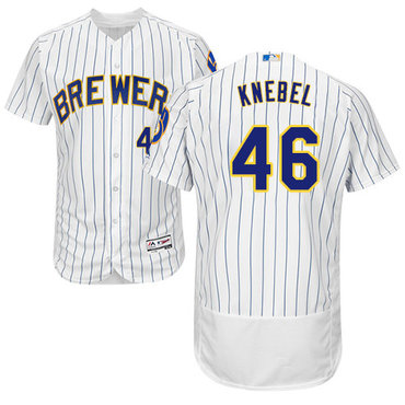 Brewers #46 Corey Knebel White Strip Flexbase Authentic Collection Stitched MLB Jersey