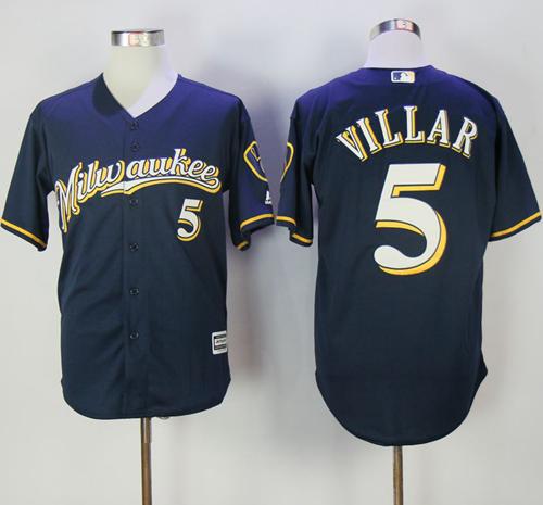 Brewers #5 Jonathan Villar Navy Blue New Cool Base Stitched MLB Jersey
