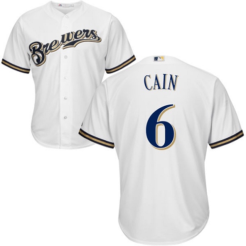 Brewers #6 Lorenzo Cain White Cool Base Stitched Youth MLB Jersey Brewers #6 Lorenzo Cain White Cool Base Stitched Youth MLB Jersey