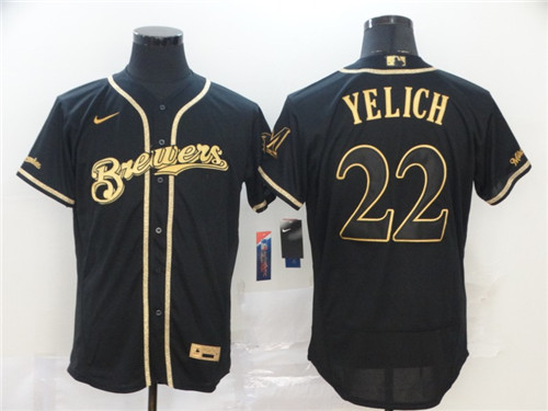 Brewers 22 Christian Yelich Black Gold Nike 2020 Flexbase Jersey Brewers 22 Christian Yelich Black Gold Nike 2020 Flexbase Jersey