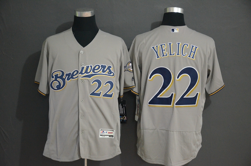 Brewers 22 Christian Yelich Gray Flexbase Jersey