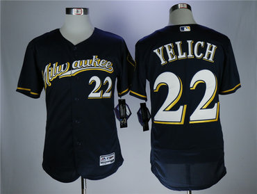Brewers 22 Christian Yelich Navy Flexbase Jersey
