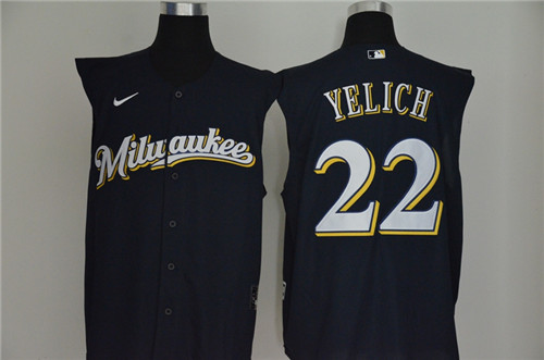 Brewers 22 Christian Yelich Navy Nike Cool Base Sleeveless Jersey Brewers 22 Christian Yelich Navy Nike Cool Base Sleeveless Jersey