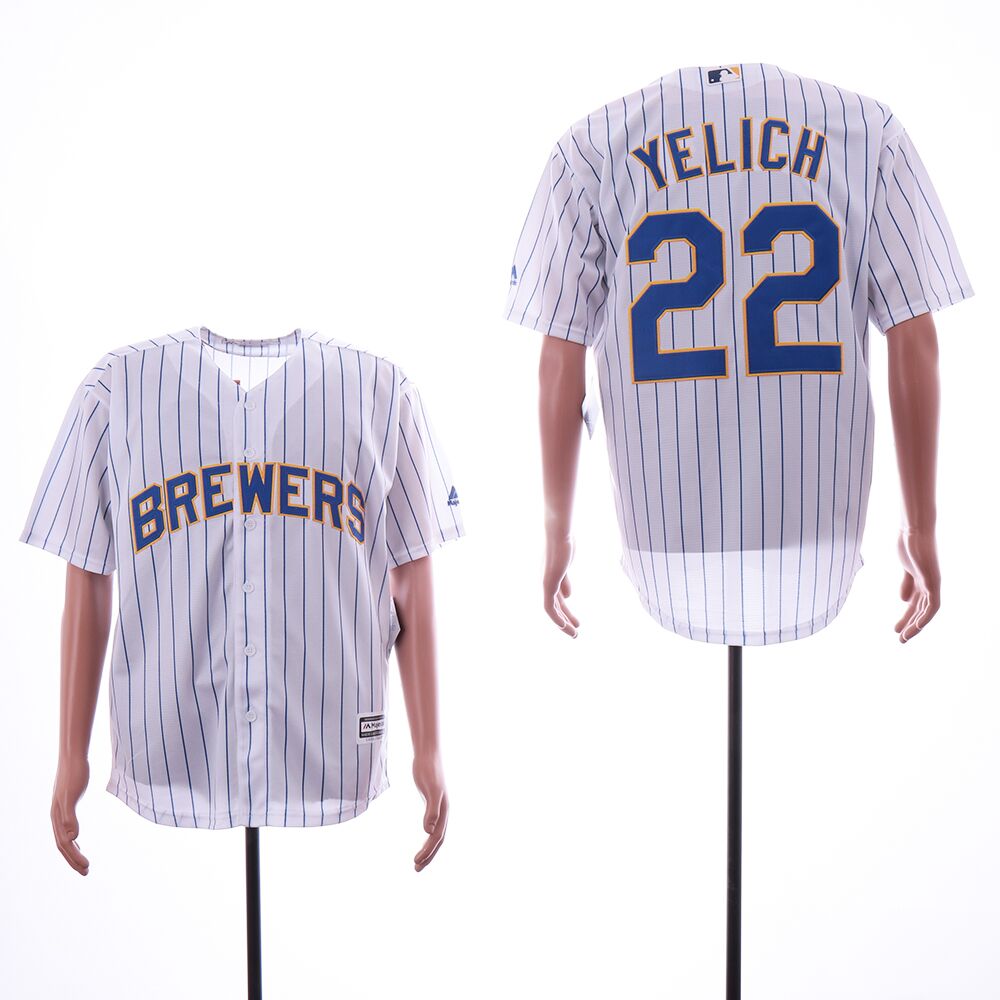 Brewers 22 Christian Yelich White Cool Base Jersey