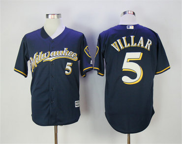 Brewers 5 Jonathan Villar Navy Flexbase Jersey