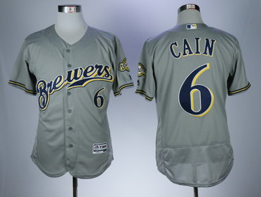 Brewers 6 Lorenzo Cain Gray Flexbase Jersey