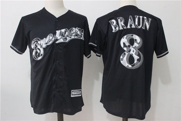 Brewers 8 Ryan Braun Black Cool Base Jersey