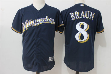 Brewers 8 Ryan Braun Navy Cool Base Jersey