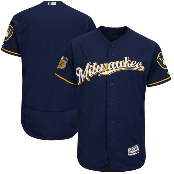 Brewers Blank Navy 2017 Spring Training Flexbase Jersey