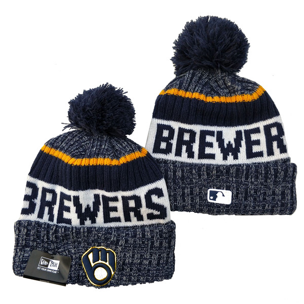Brewers Team Logo Pom Knit Hat YD Brewers Team Logo Pom Knit Hat YD