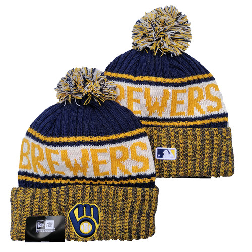 Brewers Team Logo Pom Knit Hat YD Brewers Team Logo Pom Knit Hat YD