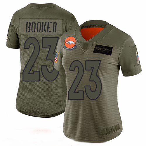Broncos #23 Devontae Booker Camo Women's Stitched Football Limited 2019 Salute to Service Jersey Broncos #23 Devontae Booker Camo Women's Stitched Football Limited 2019 Salute to Service Jersey