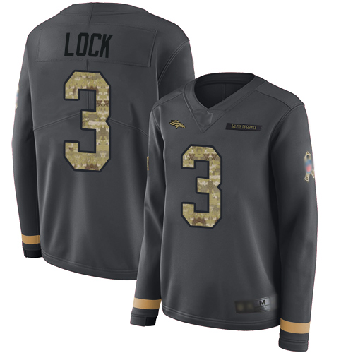 Broncos #3 Drew Lock Anthracite Salute to Service Women's Stitched Football Limited Therma Long Sleeve Jersey Broncos #3 Drew Lock Anthracite Salute to Service Women's Stitched Football Limited Therma Long Sleeve Jersey