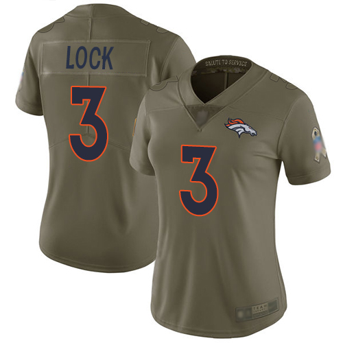 Broncos #3 Drew Lock Olive Women's Stitched Football Limited 2017 Salute to Service Jersey Broncos #3 Drew Lock Olive Women's Stitched Football Limited 2017 Salute to Service Jersey