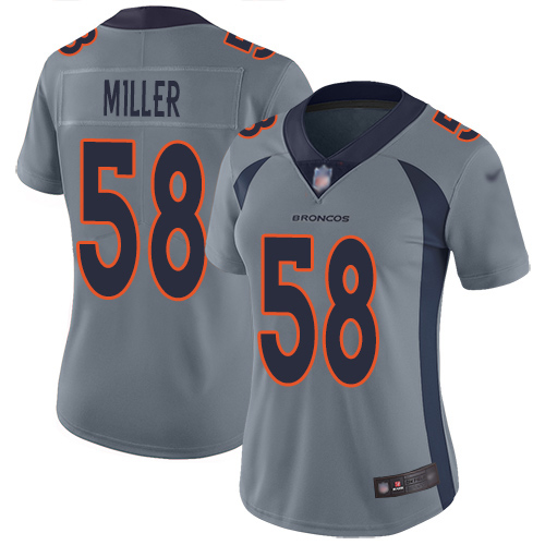 Broncos #58 Von Miller Gray Women's Stitched Football Limited Inverted Legend Jersey Broncos #58 Von Miller Gray Women's Stitched Football Limited Inverted Legend Jersey