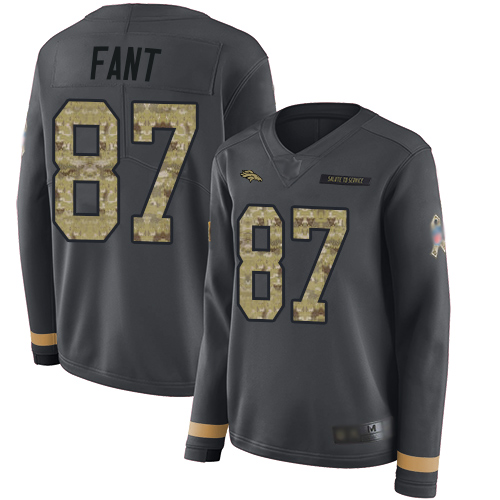 Broncos #87 Noah Fant Anthracite Salute to Service Women's Stitched Football Limited Therma Long Sleeve Jersey Broncos #87 Noah Fant Anthracite Salute to Service Women's Stitched Football Limited Therma Long Sleeve Jersey