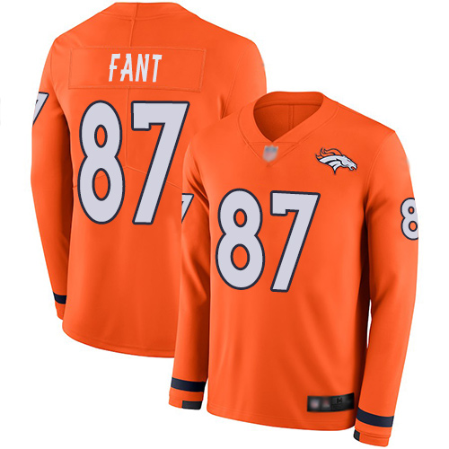 Broncos #87 Noah Fant Orange Team Color Youth Stitched Football Limited Therma Long Sleeve Jersey Broncos #87 Noah Fant Orange Team Color Youth Stitched Football Limited Therma Long Sleeve Jersey