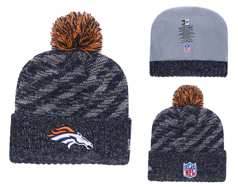 Broncos 2018 NFL Sideline Navy Cold Weather Pom Knit Hat YD