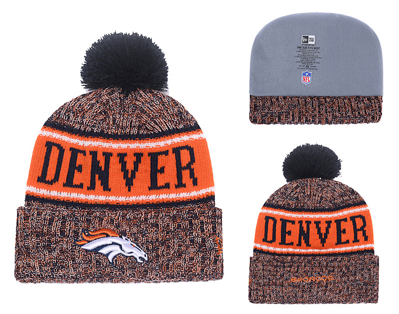 Broncos 2018 NFL Sideline Orange Pom Knit Hat YD