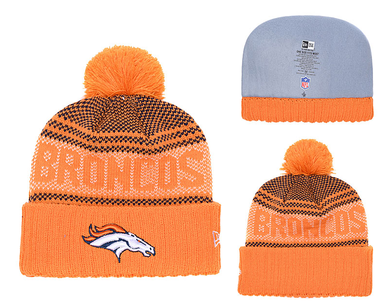 Broncos Fresh Logo Orange Pom Knit Hat1 YD