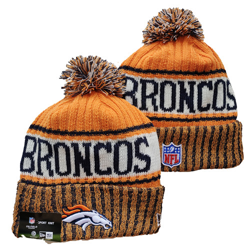Broncos Team Logo Orange Pom Cuffed Knit Hat YD