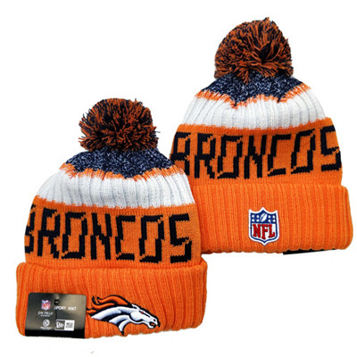 Broncos Team Logo Orange Pom Knit Hat YD 1