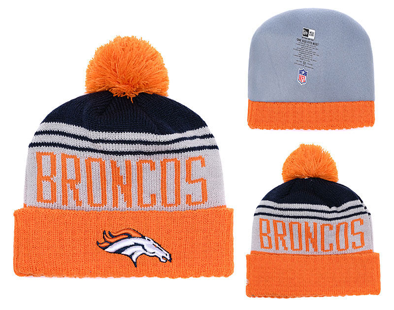 Broncos Team Logo Orange Pom Knit Hat YD