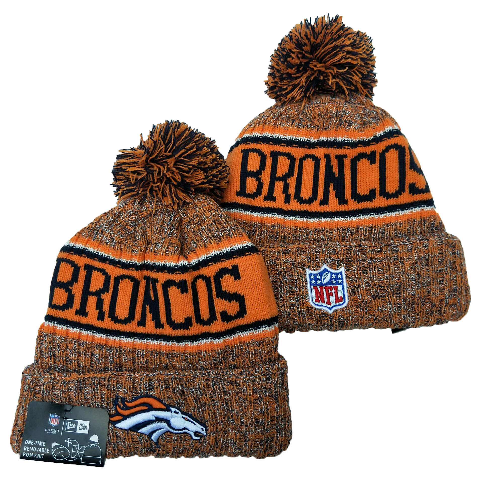 Broncos Team Logo Yellow Pom Knit Hat YD