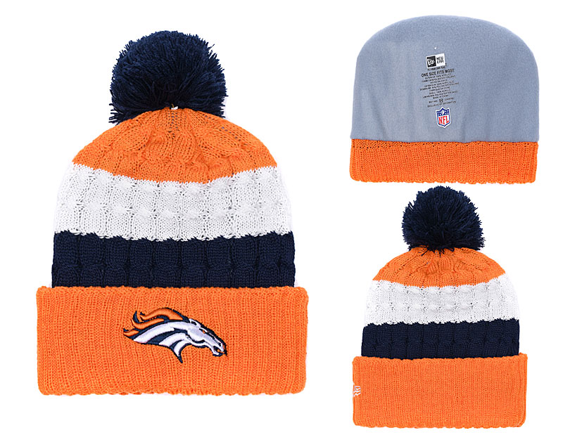 Broncos Traditional Stripe Orange Pom Knit Hat YD