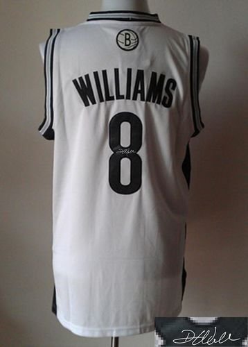 Brooklyn Nets Revolution 30 Autographed #8 Deron Williams White Stitched NBA Jersey