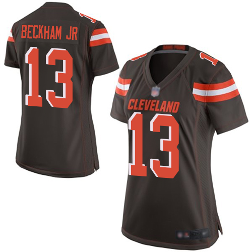 Browns #13 Odell Beckham Jr Brown Team Color Women's Stitched Football New Elite Jersey