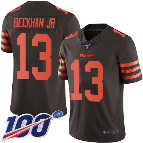 Browns #13 Odell Beckham Jr Brown Youth Stitched Football Limited Rush 100th Season Jersey Browns #13 Odell Beckham Jr Brown Youth Stitched Football Limited Rush 100th Season Jersey