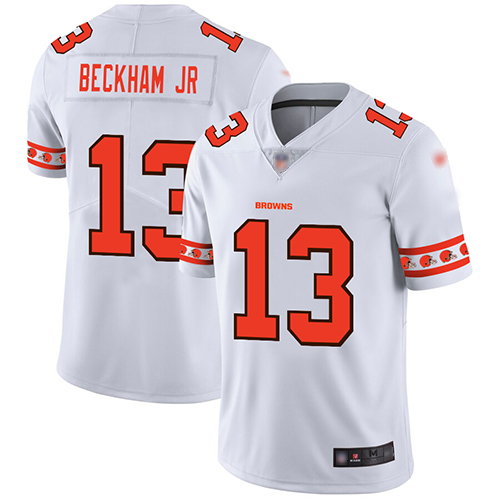 Browns #13 Odell Beckham Jr White Men's Stitched Football Limited Team Logo Fashion Jersey Browns #13 Odell Beckham Jr White Men's Stitched Football Limited Team Logo Fashion Jersey
