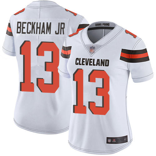 Browns #13 Odell Beckham Jr White Women's Stitched Football Vapor Untouchable Limited Jersey