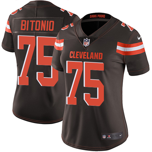 Browns #75 Joel Bitonio Brown Team Color Women's Stitched Football Vapor Untouchable Limited Jersey