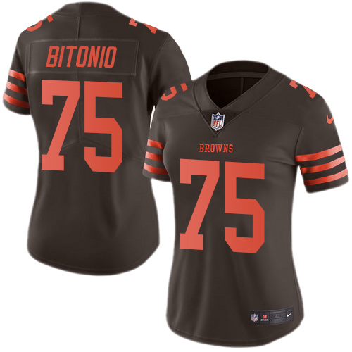 Browns #75 Joel Bitonio Brown Women's Stitched Football Limited Rush Jersey