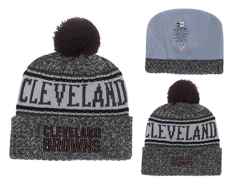 Browns 2018 NFL Sideline Gray Pom Knit Hat YD